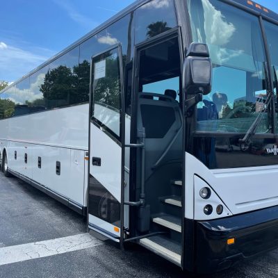a bus that is parked on the side of a road